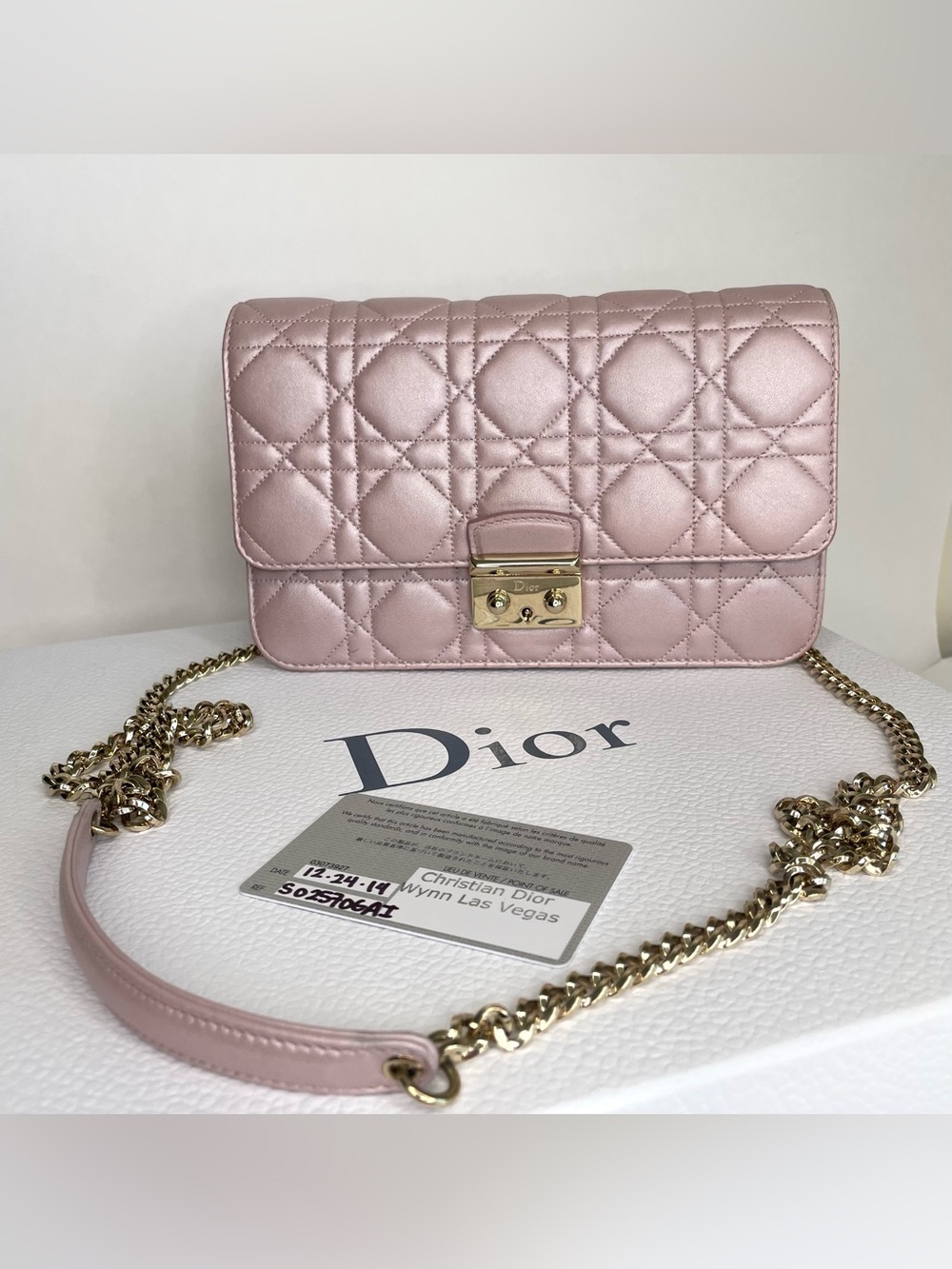 Dior Rose Quilted Leather Crossbody with Gold-Tone Chain